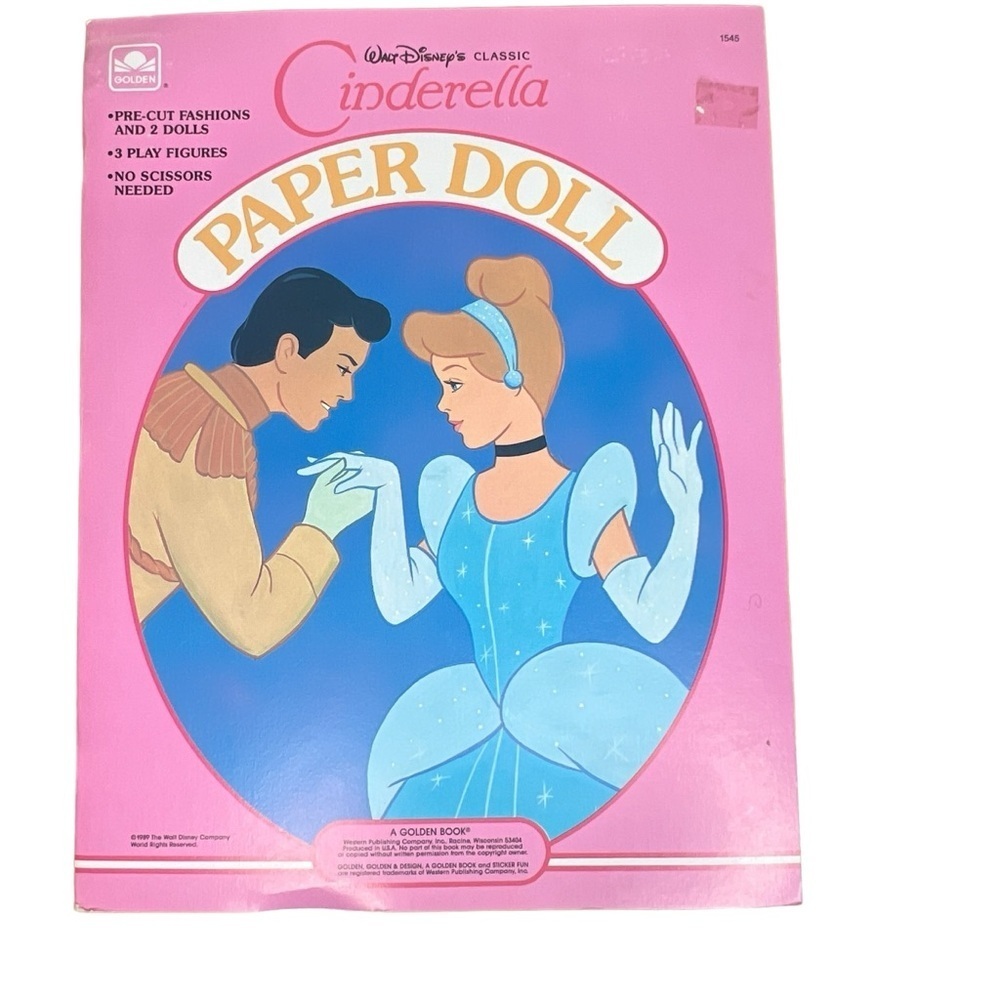 Vintage 1989 Cinderella & Prince Charming Paper Dolls- Uncut